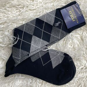 Polo Ralph Lauren Argyle Dress Socks Cotton Trouser Slack Socks Black Grey Mens